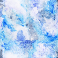Bright Seamless Watercolor Abstract Pattern. Mix of Blue Color splashes - 106457489
