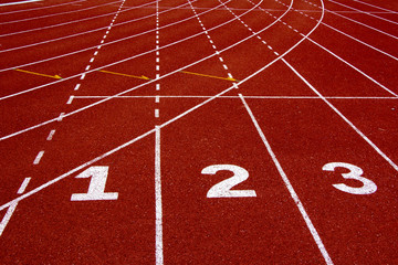 Running track numbers one two three