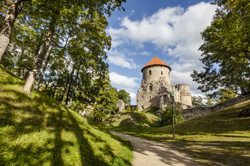 Fototapeta na wymiar Ruins of medieval Cesis Castle, Latvia.
