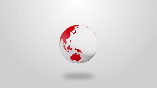 Red Infographic planet Earth rotate on white background