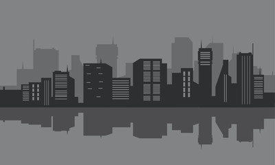 Fototapeta premium Silhouette of the city seafront