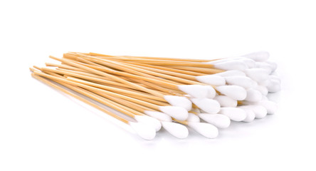 Cotton swabs on white background
