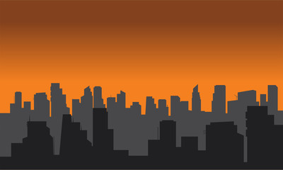 Silhouette of city black and gray color