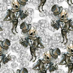 Seamless repeated background with Halloween illustration