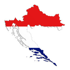 Silhouette of Croatia map with flag