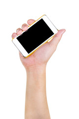 Human hand holding blank mobile smart phone,clipping path