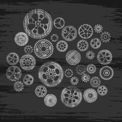 scribbled cogwheels and gears