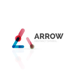 Linear arrow abstract logo, connected multicolored segments of lines in directional pointer figure