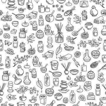 doodle spa elements, seamless background © red_spruce