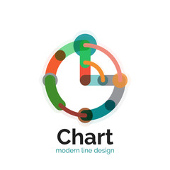 Thin line chart logo design. Graph icon modern colorful flat style