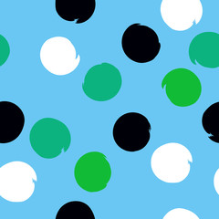 Cute vector seamless pattern . Brush strokes, circles.  Endless texture can be used for printing onto fabric or paper