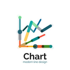 Thin line chart logo design. Graph icon modern colorful flat style