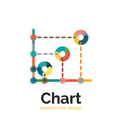 Thin line chart logo design. Graph icon modern colorful flat style