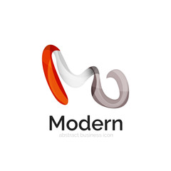 Wave ribbon logo, vector abstract shape