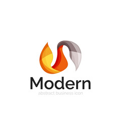 Wave ribbon logo, vector abstract shape