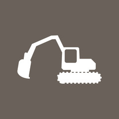 Excavator Icon on Dark Gray Color. Eps-10.