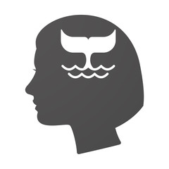 Isoalted female head icon with a whale tail