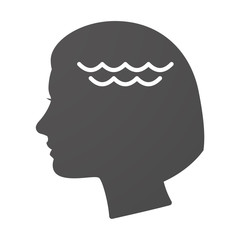 Isoalted female head icon with a water sign
