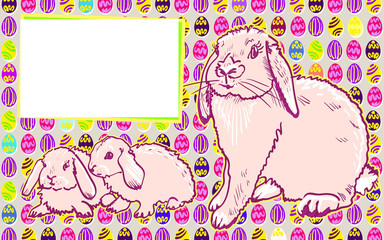 Bunny rabbits with Easter modern art
