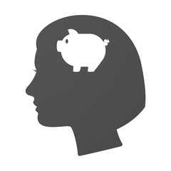 Isoalted female head icon with a pig