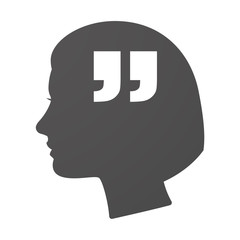 Isoalted female head icon with  quotes