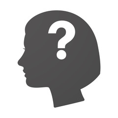 Isoalted female head icon with a question sign