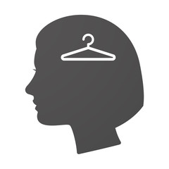 Isoalted female head icon with a hanger