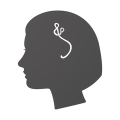 Isoalted female head icon with  an ebola sign