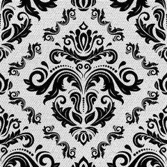 Seamless oriental ornament in the style of baroque. Traditional classic vector black and white pattern