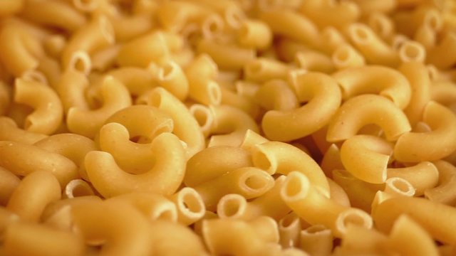 Macaroni Pasta Pieces Rotating Closeup