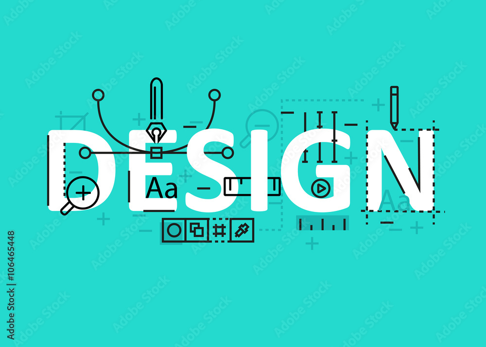 Wall mural design concept flat line design with icons and elements. modern design concept vectors collection. d
