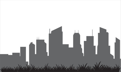 Naklejka premium Silhouette of the building and lawn