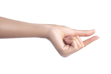 woman hand hold Virtual Card isolated on white with clipping path 