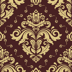 Seamless oriental ornament in the style of baroque. Traditional classic vector golden pattern
