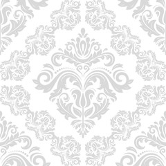 Oriental vector classic light silver ornament. Seamless abstract background with repeating elements