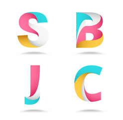 Twist material alphabet logo design. vector stock