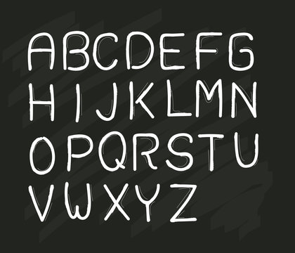 Hand drawn font design with alphabet character. vector stock.