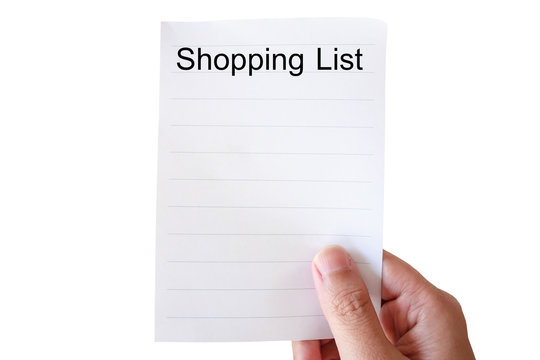 hand hold shopping list paper