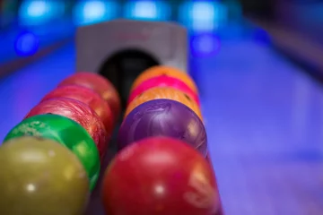 Crédence de cuisine en verre imprimé Sports de balle Close up of bowling balls