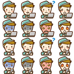 作業員　PC　スマホ　セット