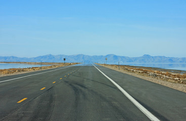 causeway from Antelope Island, Utah