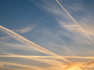 Cloudy contrail sky