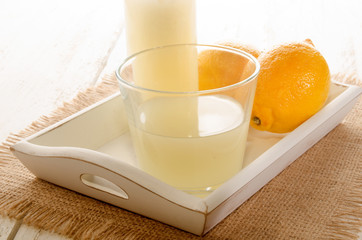freshly squeezed lemon juice in a glass