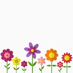 Trendy Flower Set in flat dasing style isolated on grey background. Colorful floral icons. Vector Illustration