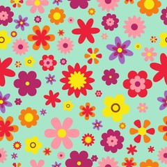 Seamless floral pattern. Colorful Flowers texture. Flowers flat style. Vector Illustration