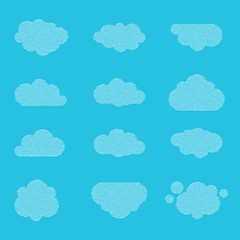 set of halftone clouds in the sky icons, illustration