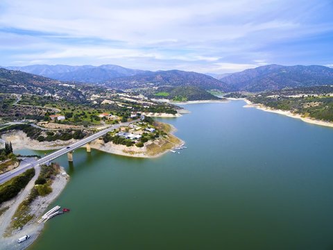 Aerial view of Germasogeia dam, Limassol, Cyprus