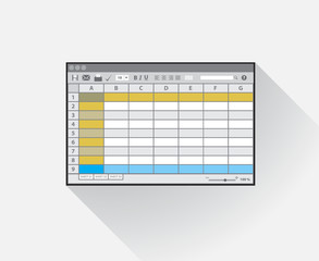 Empty table document, colorful template in a flat design, vector illustration