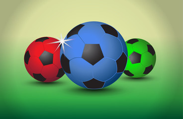 Fototapeta premium Set of colorful soccer balls on light background, vector