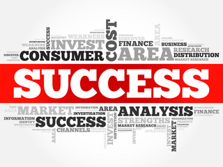 Success word cloud, business concept